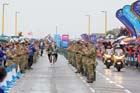 Winner Kenenisa Bekele and Mo Farah finishing the BUPA Great North Run.